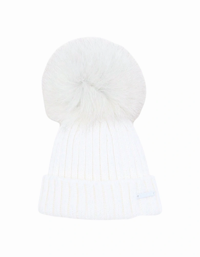 Ivory Knit Faux Fur Hat