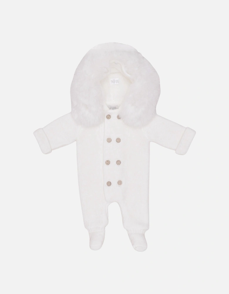 Ivory Knit Faux Fur Pramsuit