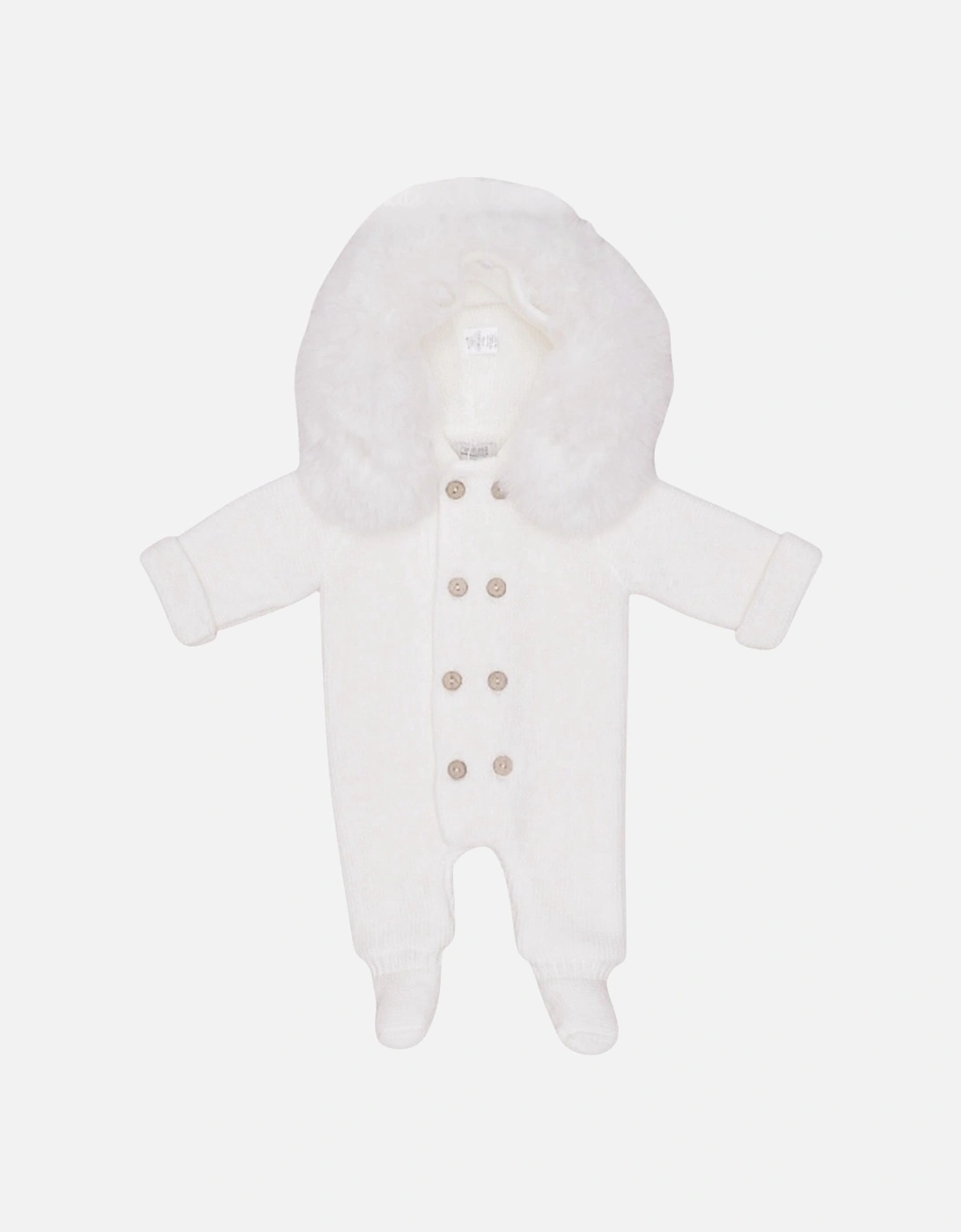 Ivory Knit Faux Fur Pramsuit, 3 of 2