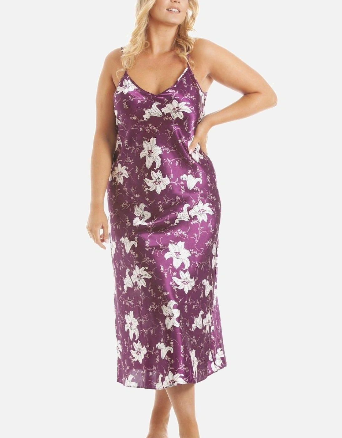 Lilly Floral Print Satin Chemise, 2 of 1