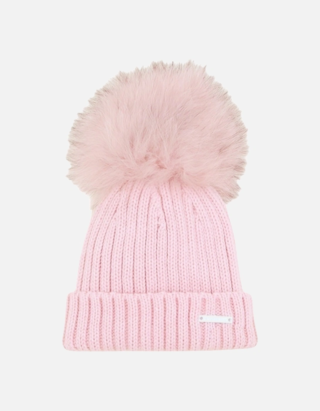 Powder Pink Knit Faux Fur Hat, 2 of 1