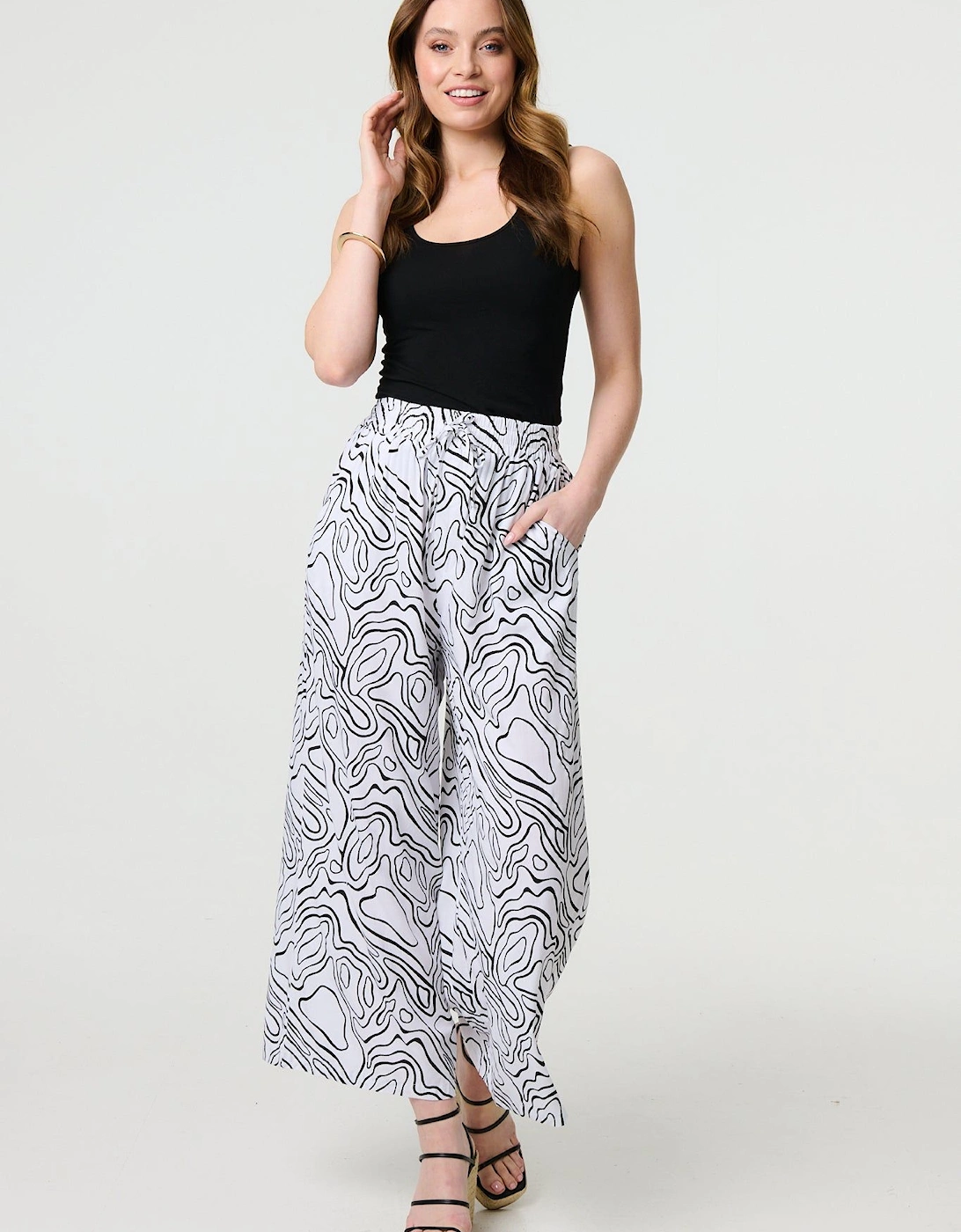 Abstract Print High Waist Wide Leg Trousers, 2 of 1