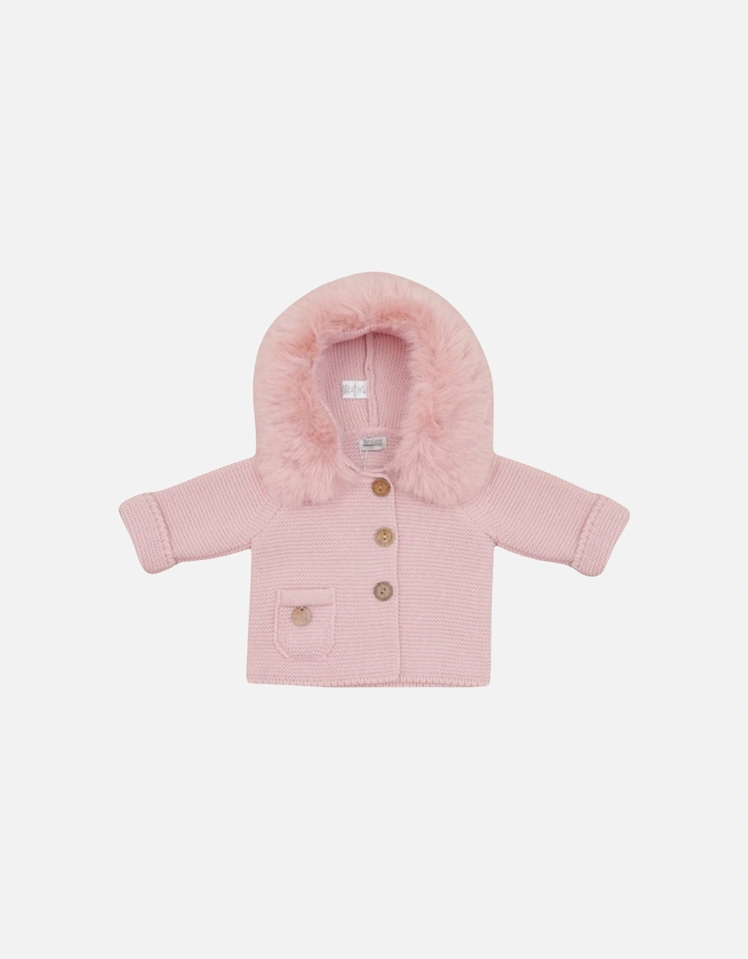Powder Pink Knit Faux Fur Cardigan, 4 of 3