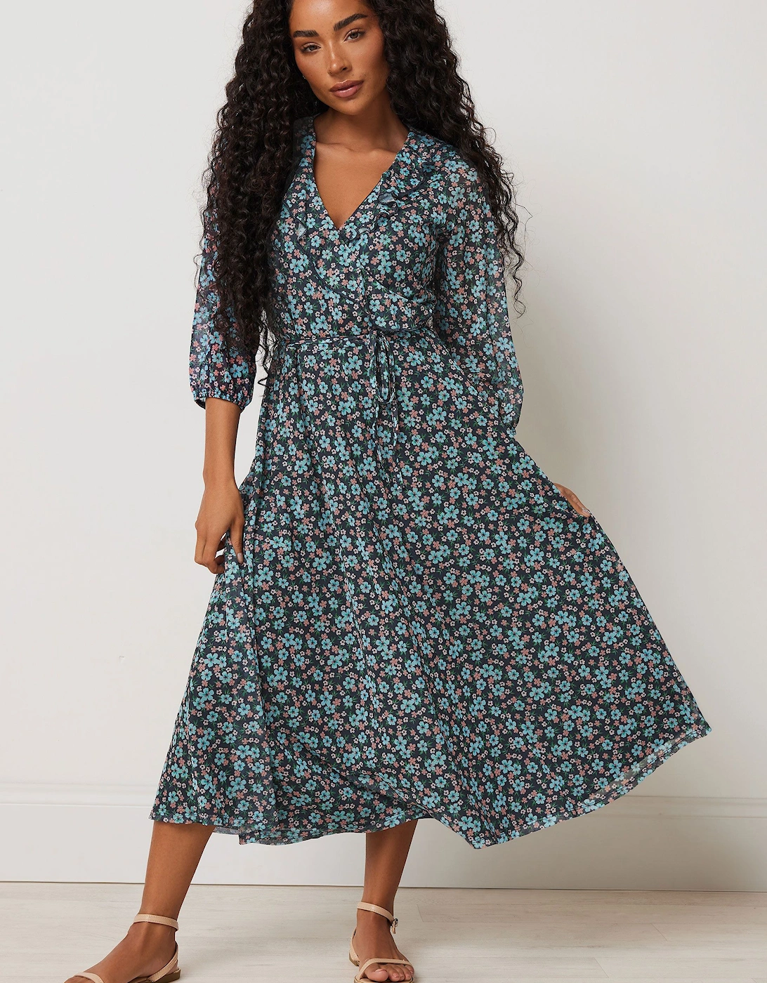 Floral Ruffle Wrap Dress, 2 of 1
