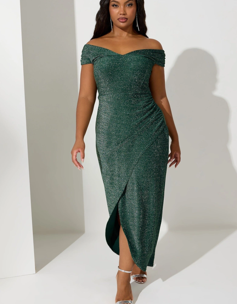 Metallic Bardot Maxi Dress