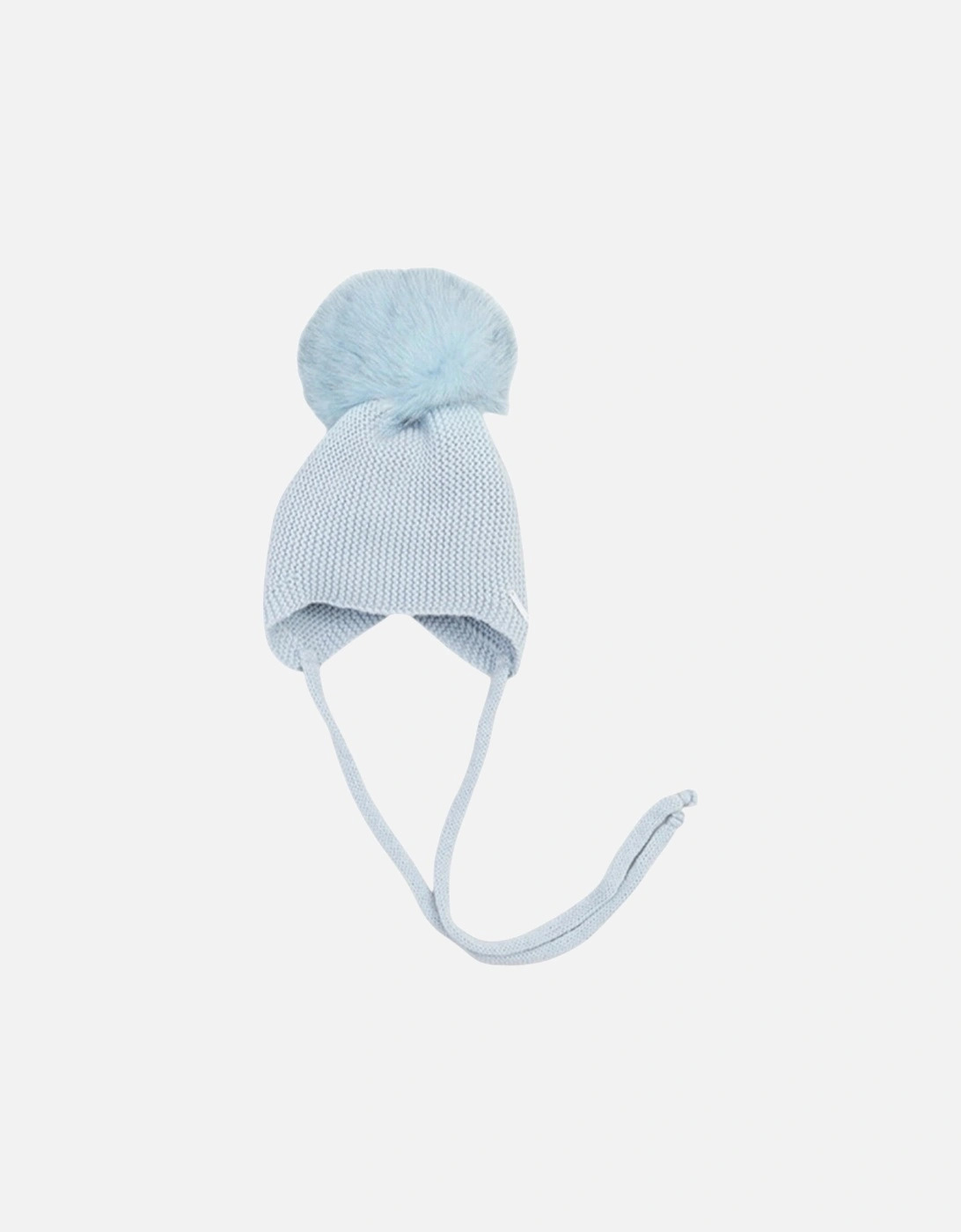 Powder Blue Knit Faux Fur Tie Hat, 5 of 4