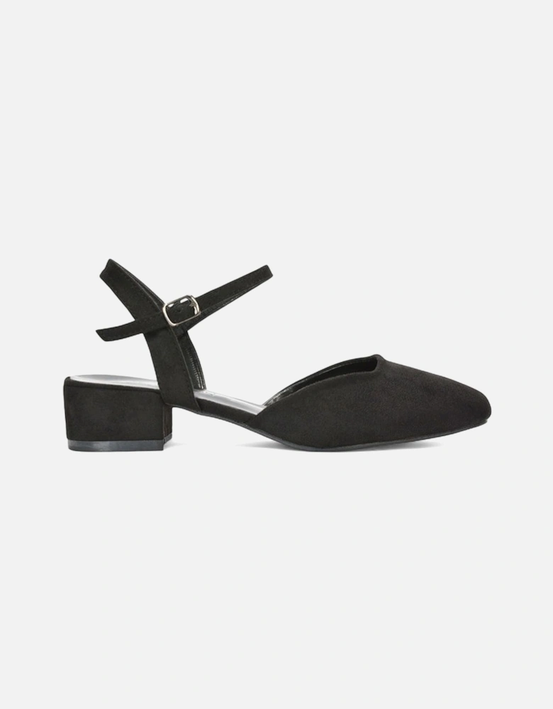 'Hilary' Square Closed Toe Strappy Court Shoe Low Heels