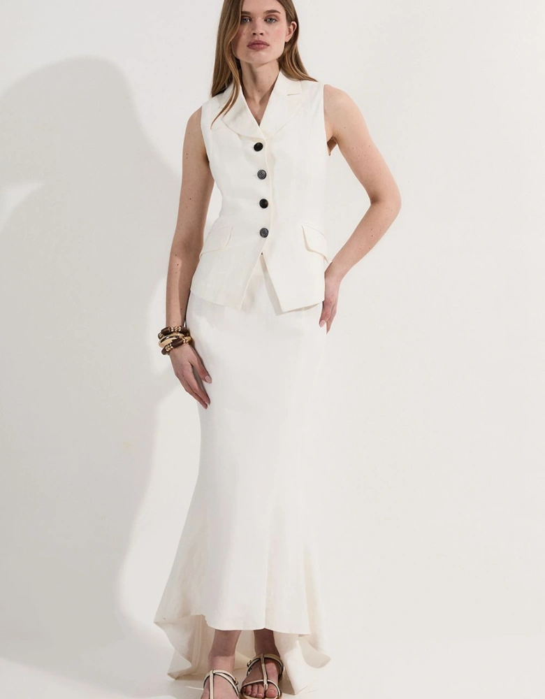 Premium Summer Linen Fishtail Maxi Skirt
