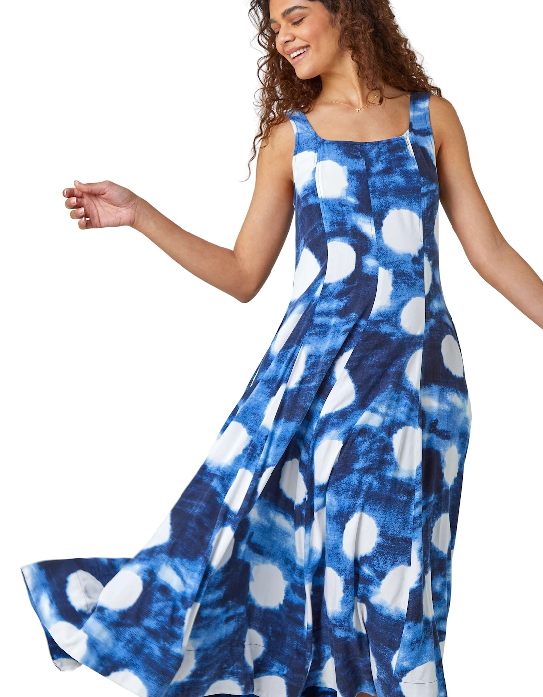 Abstract Spot Print Panelled Midi Dress, 2 of 1