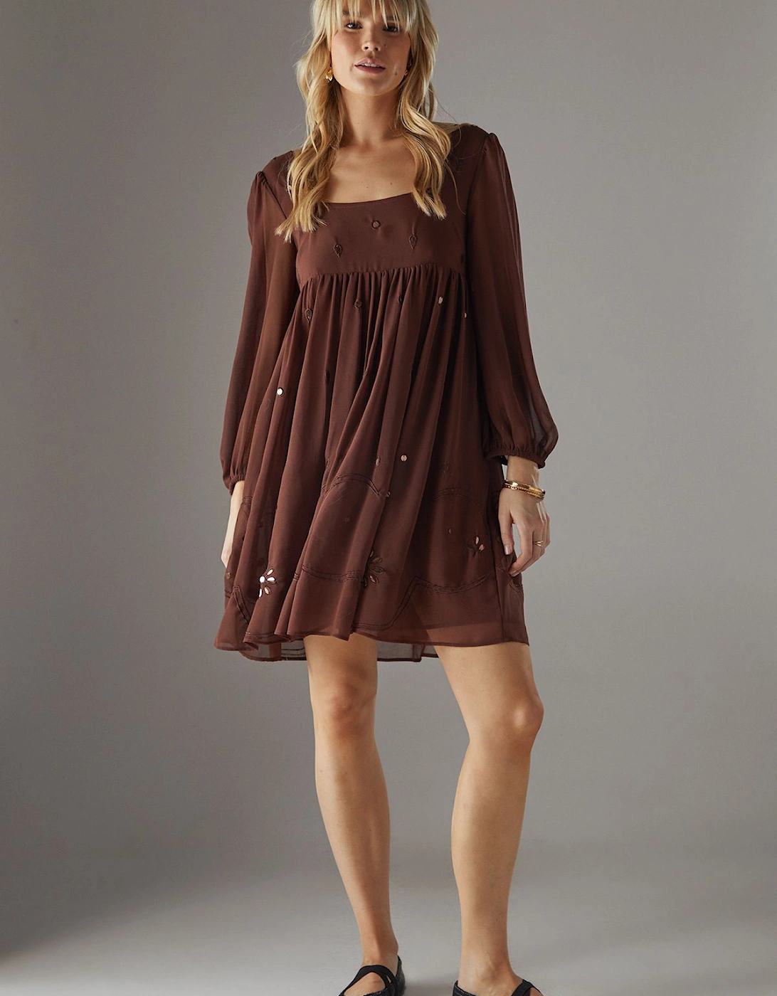 Hand Embellished Sequin Square Neck Mini Dress, 2 of 1