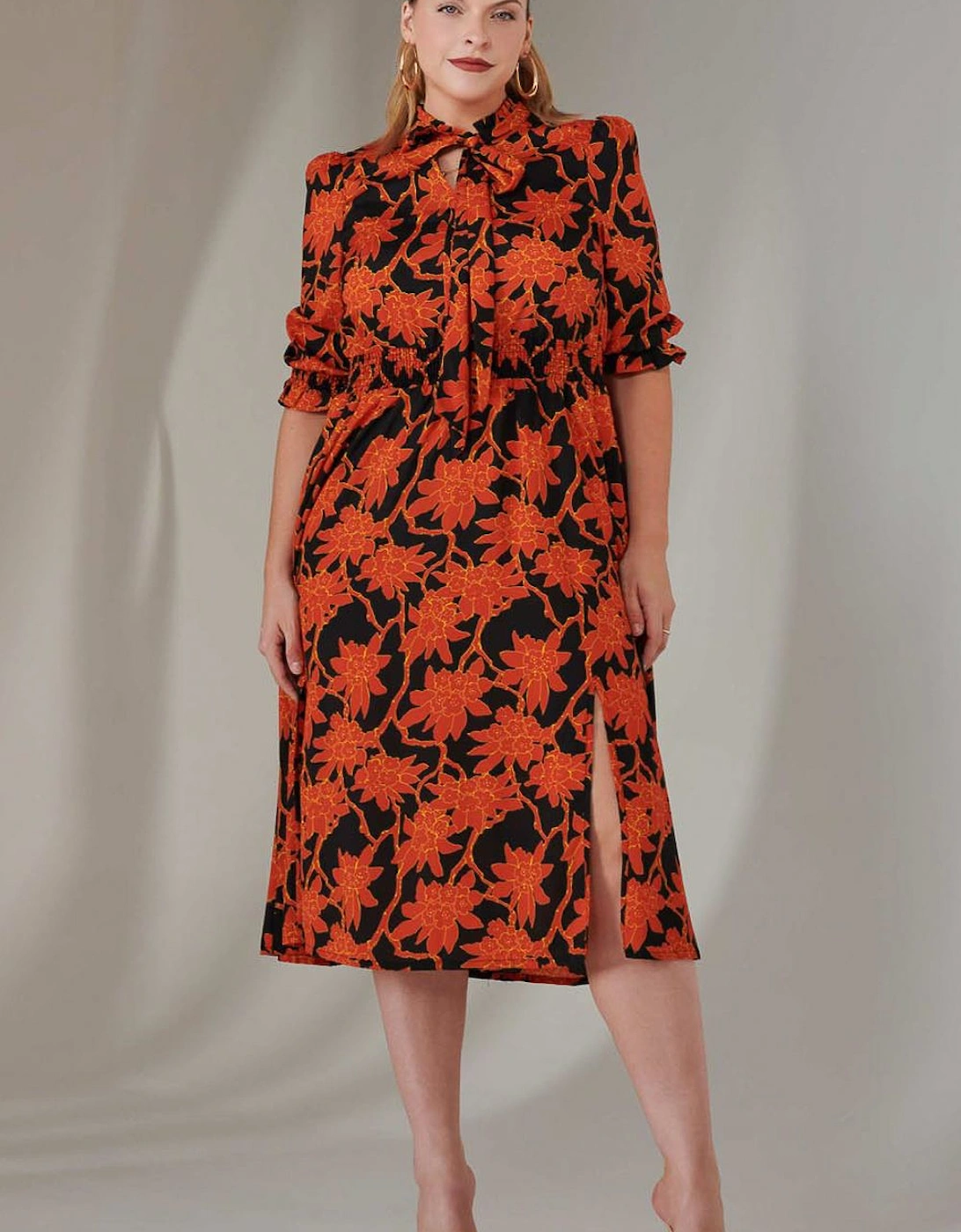 Print Tie Neck Dress, 2 of 1