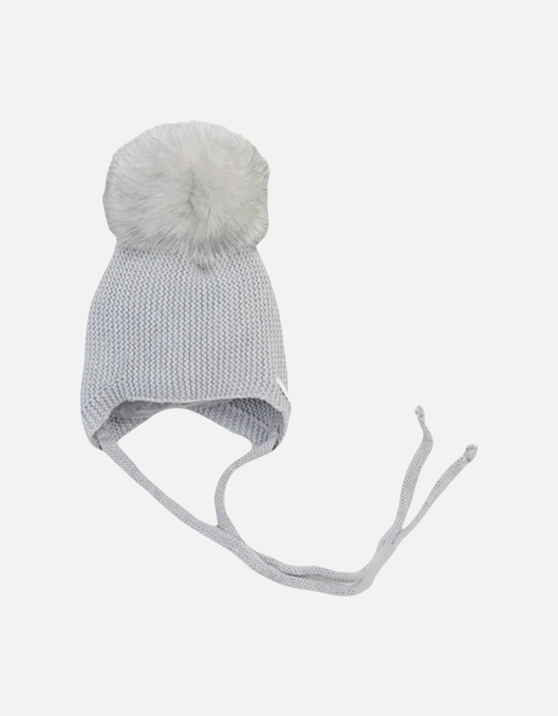 Grey Knit Faux Fur Tie Hat, 3 of 2