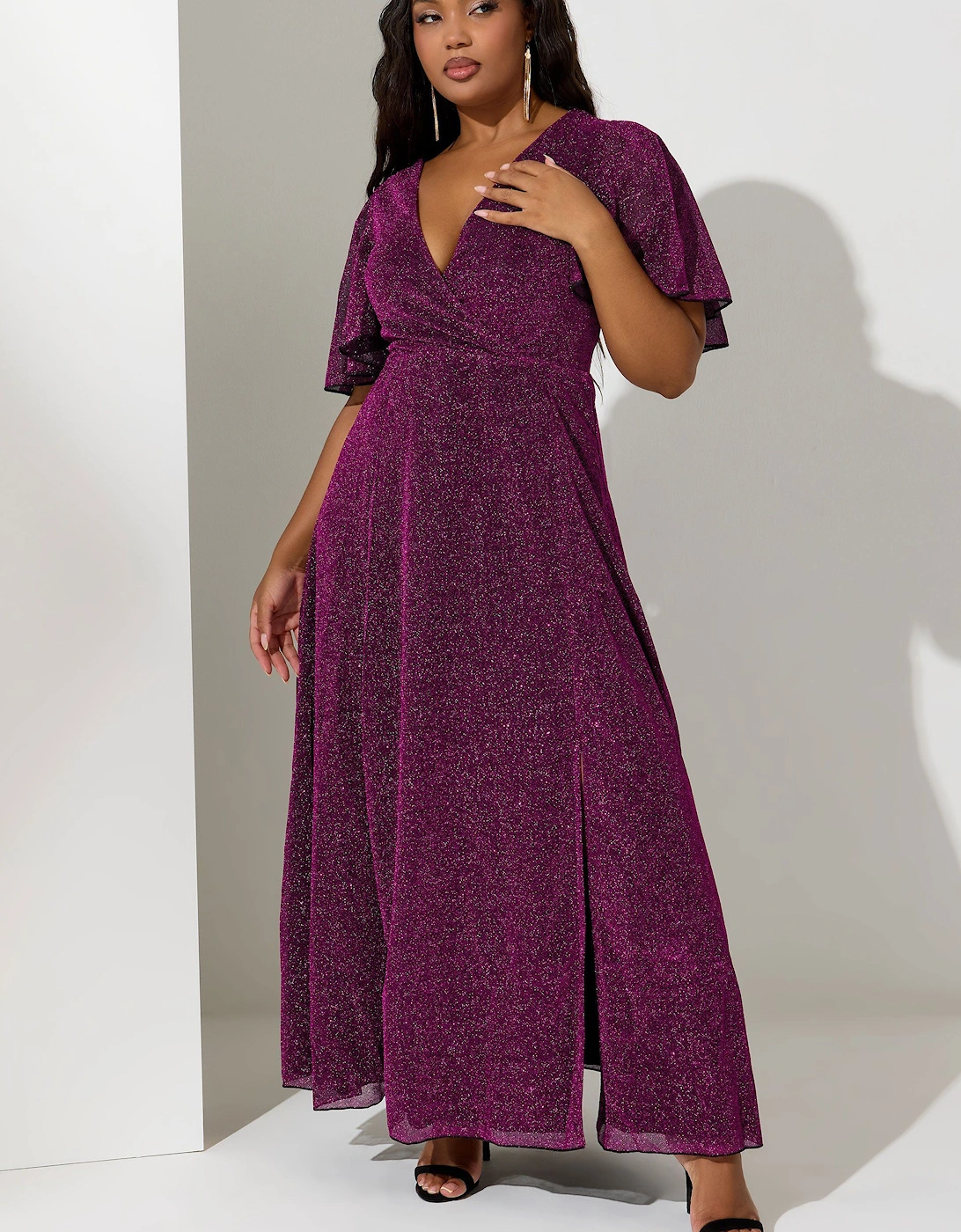 Metallic Wrap Maxi Dress, 2 of 1