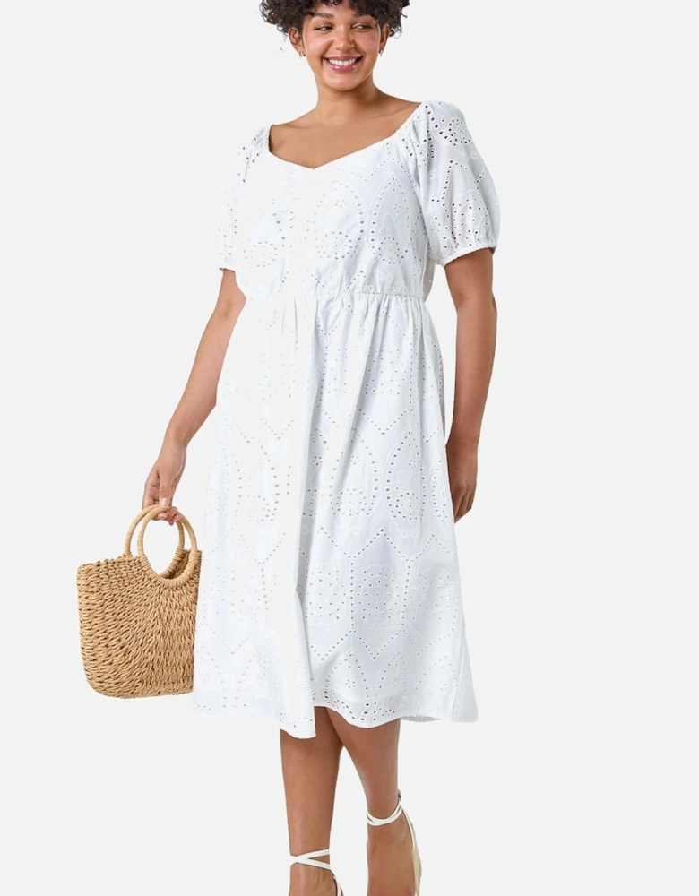 Curve Cotton Broderie Midi Dress