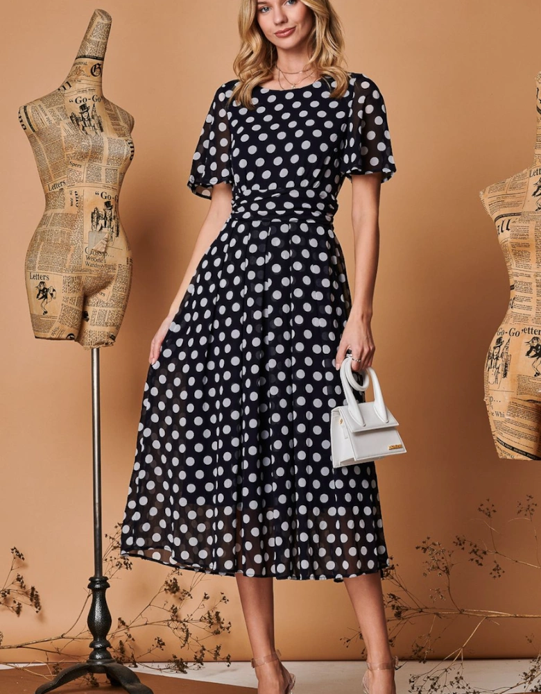 Spot Print Chiffon Maxi Dress