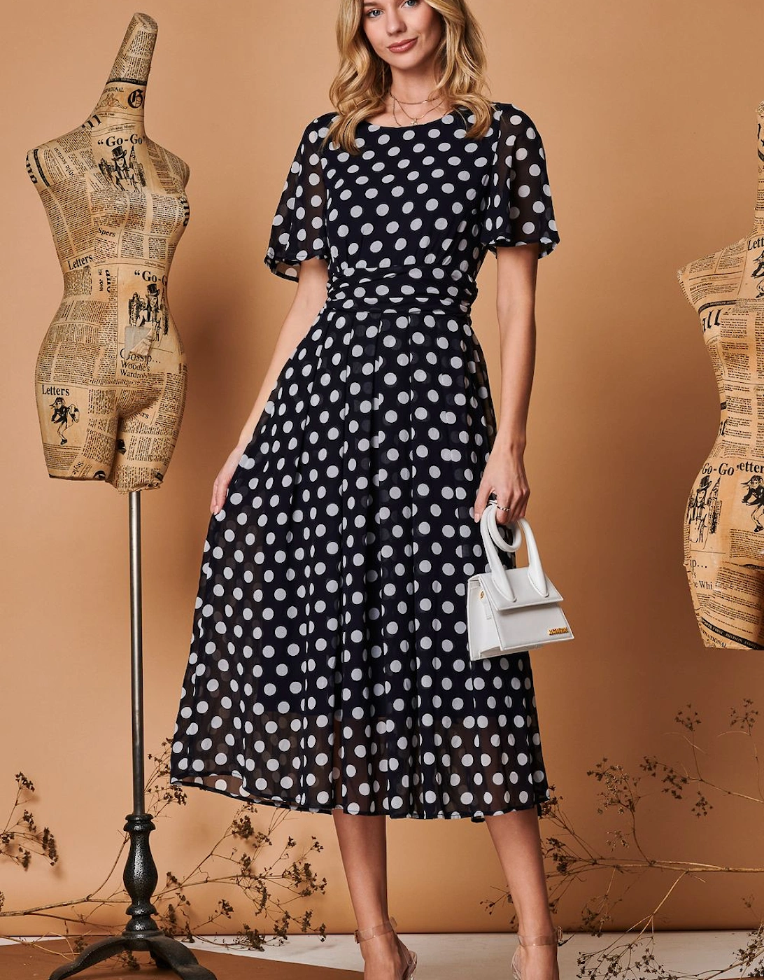 Spot Print Chiffon Maxi Dress, 2 of 1