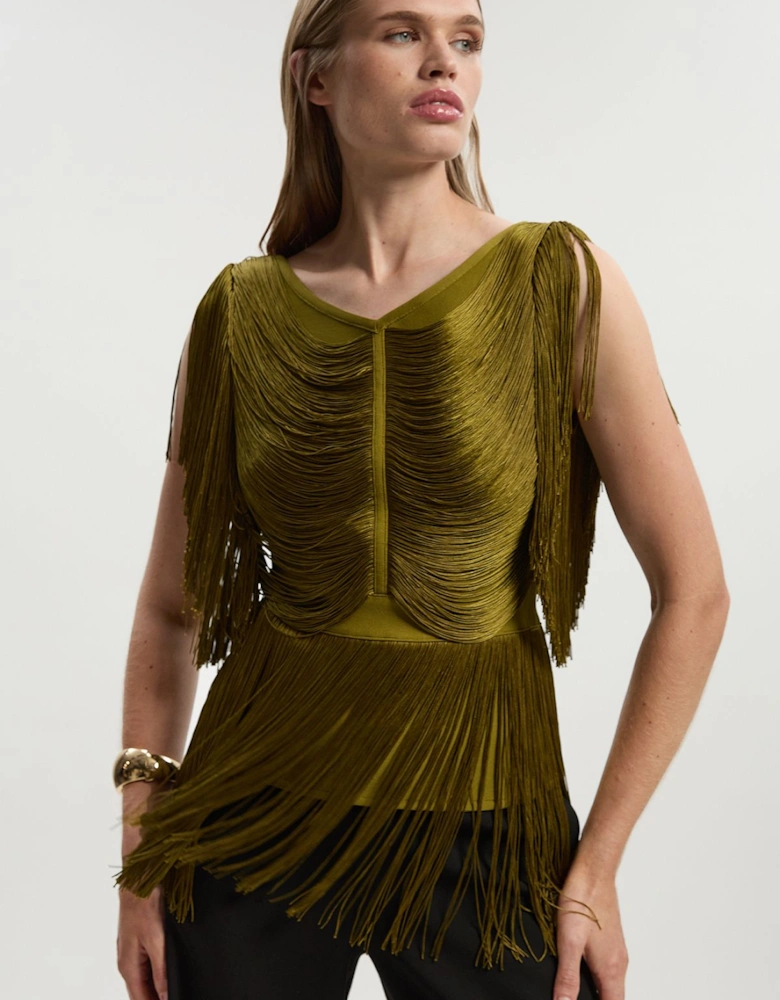 Draped Fringe Knitted Top