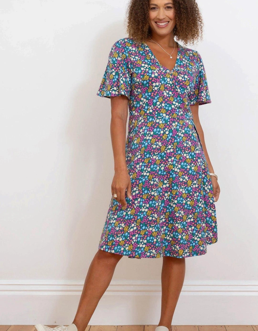 Highcliffe Jersey Wrap Dress Flower Patch, 2 of 1