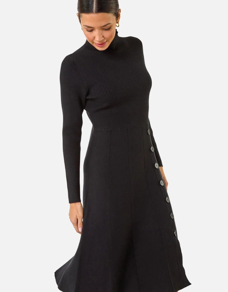 Button Detail Knitted Dress