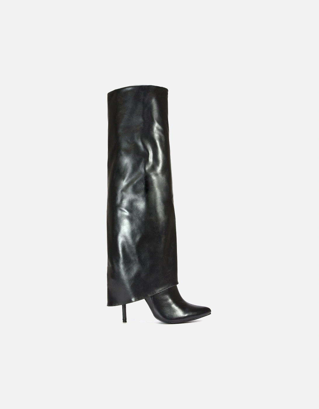 'Shauna' Knee High Fold Over Boots With Stiletto High Heel, 2 of 1