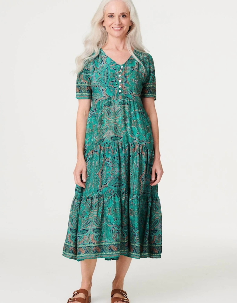 Paisley Short Sleeve Smock Dress