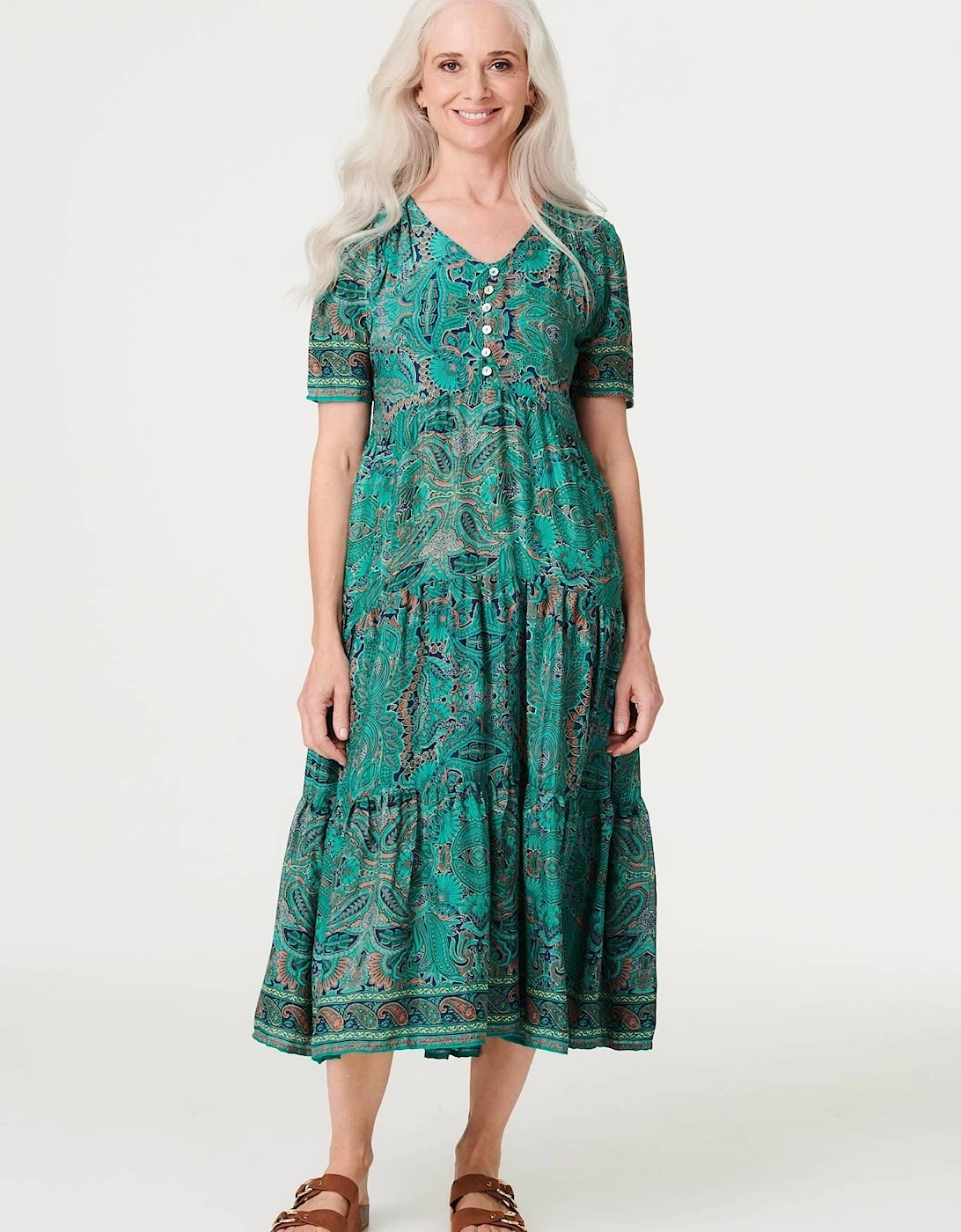 Paisley Short Sleeve Smock Dress, 2 of 1
