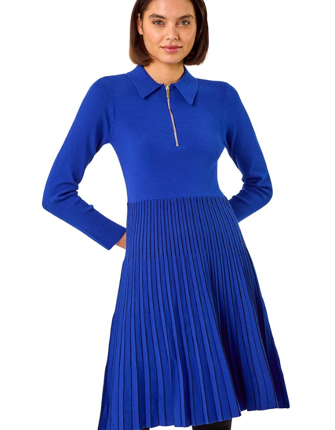 Zip Detail Knitted Dress, 2 of 1