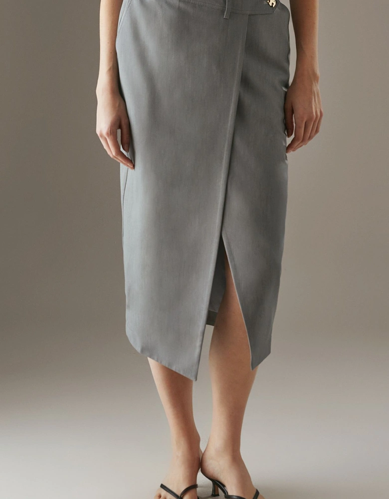 Deconstructed Wrap Column Skirt