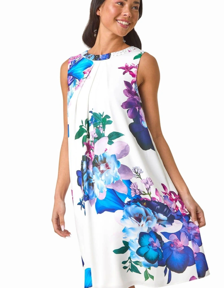 Petite Gathered Neck Hotfix Dress