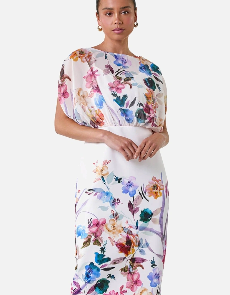 Petite Floral Chiffon Blouson Overlay Dress