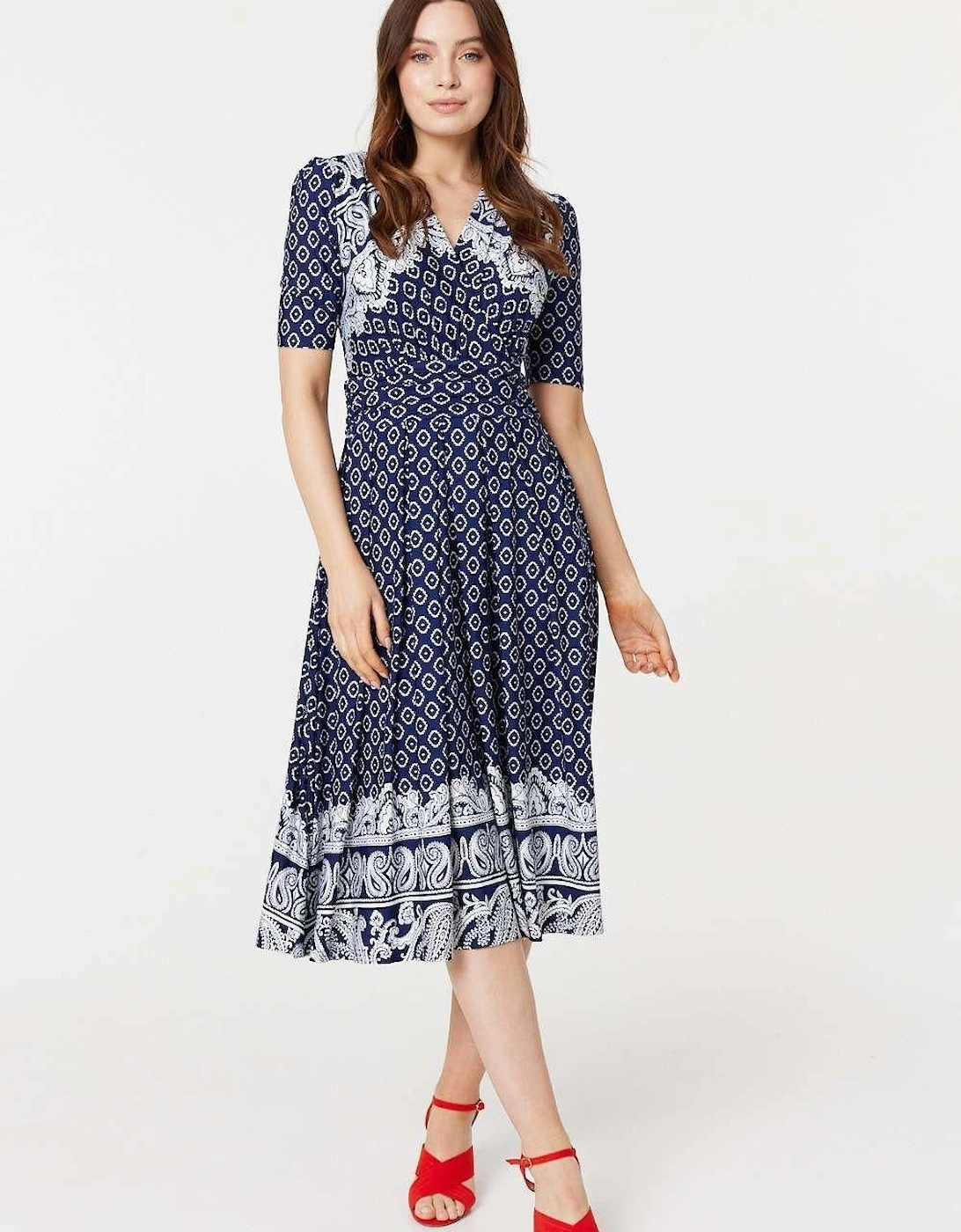 Printed 1/2 Sleeve Midi Dress, 2 of 1