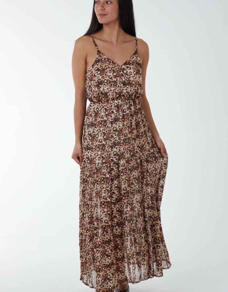 Soft Animal Print Wrap Dress