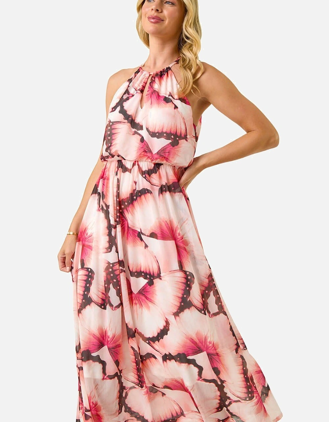Petite Butterfly Halterneck Dress, 2 of 1