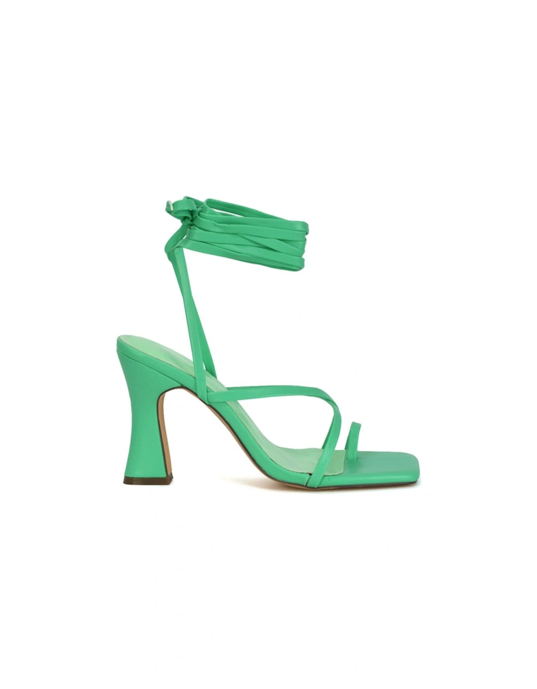 'Dylan' Square Toe Lace up Strappy Block High Heel Sandals