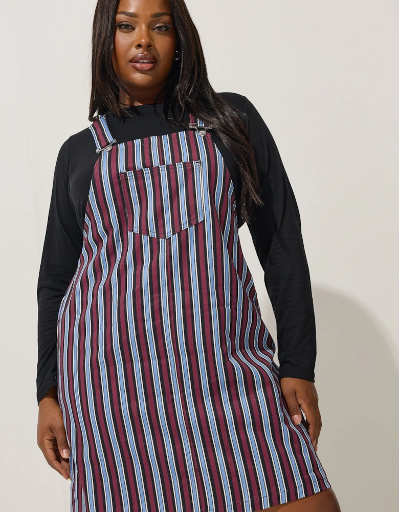 Denim Stripe Pinafore Dress