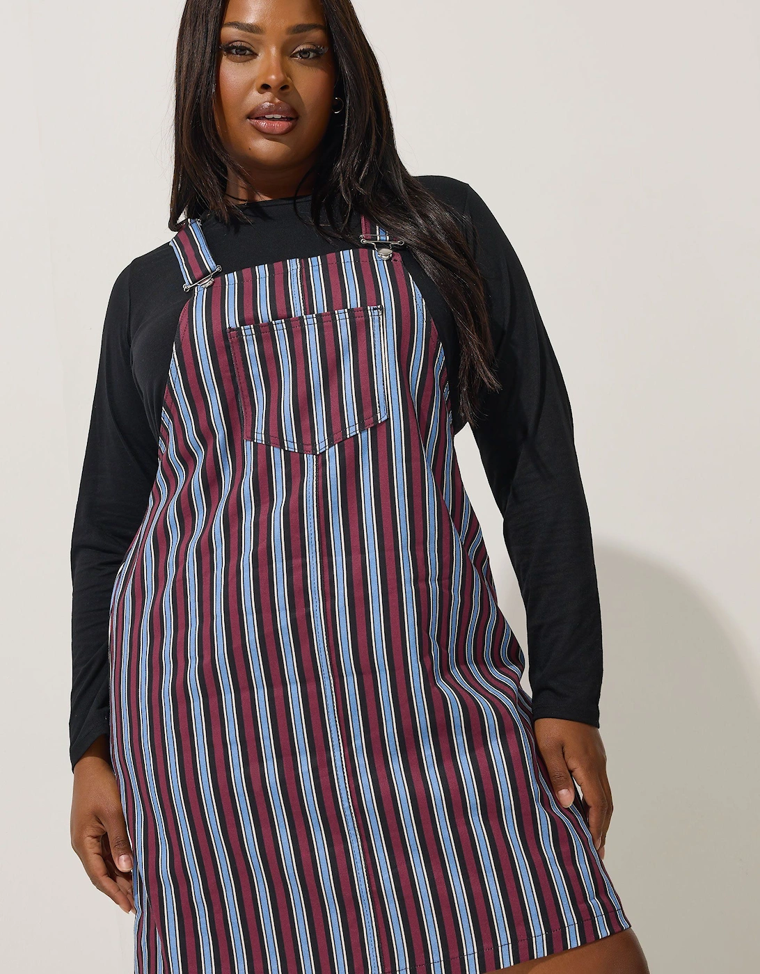 Denim Stripe Pinafore Dress, 2 of 1