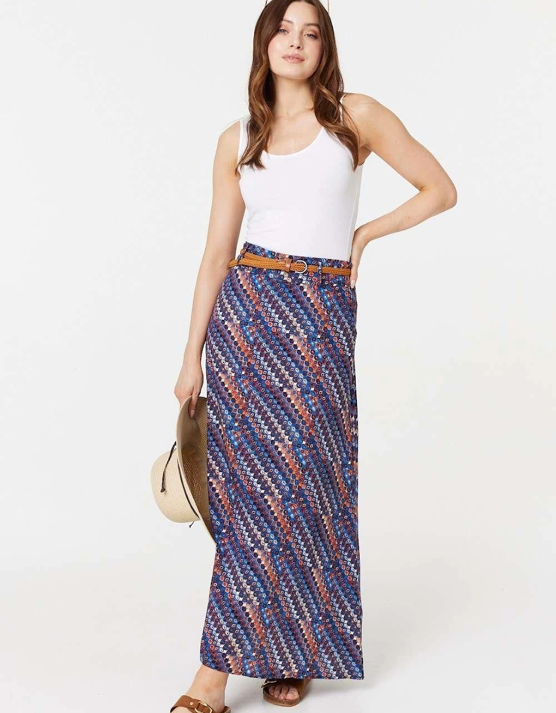 Printed Belt Detail Maxi Skirt, 2 of 1