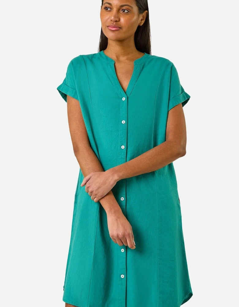 Linen Mix Shift Dress