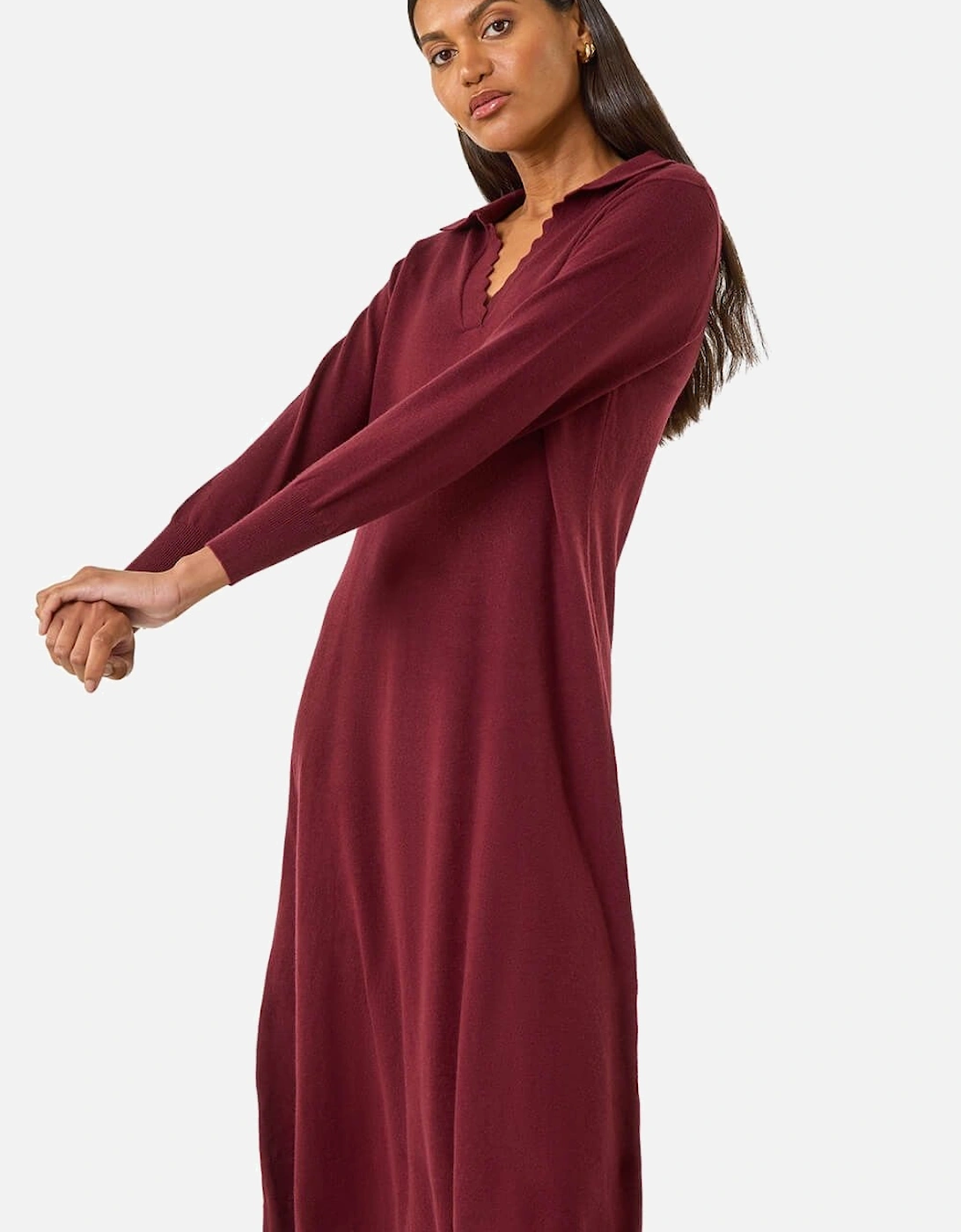 Scallop Detail Knitted Midi Dress, 2 of 1