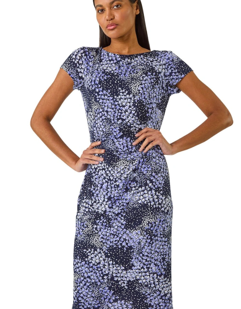 Floral Stretch Gathered Shift Dress