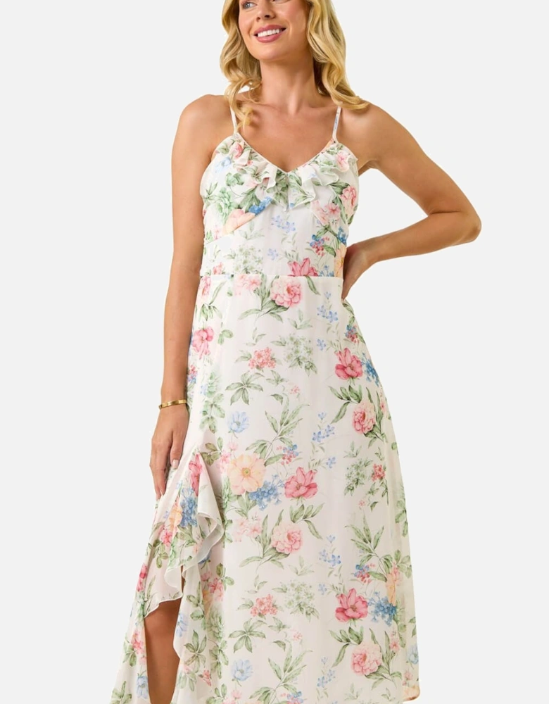 Petite Floral Frill Midi Dress