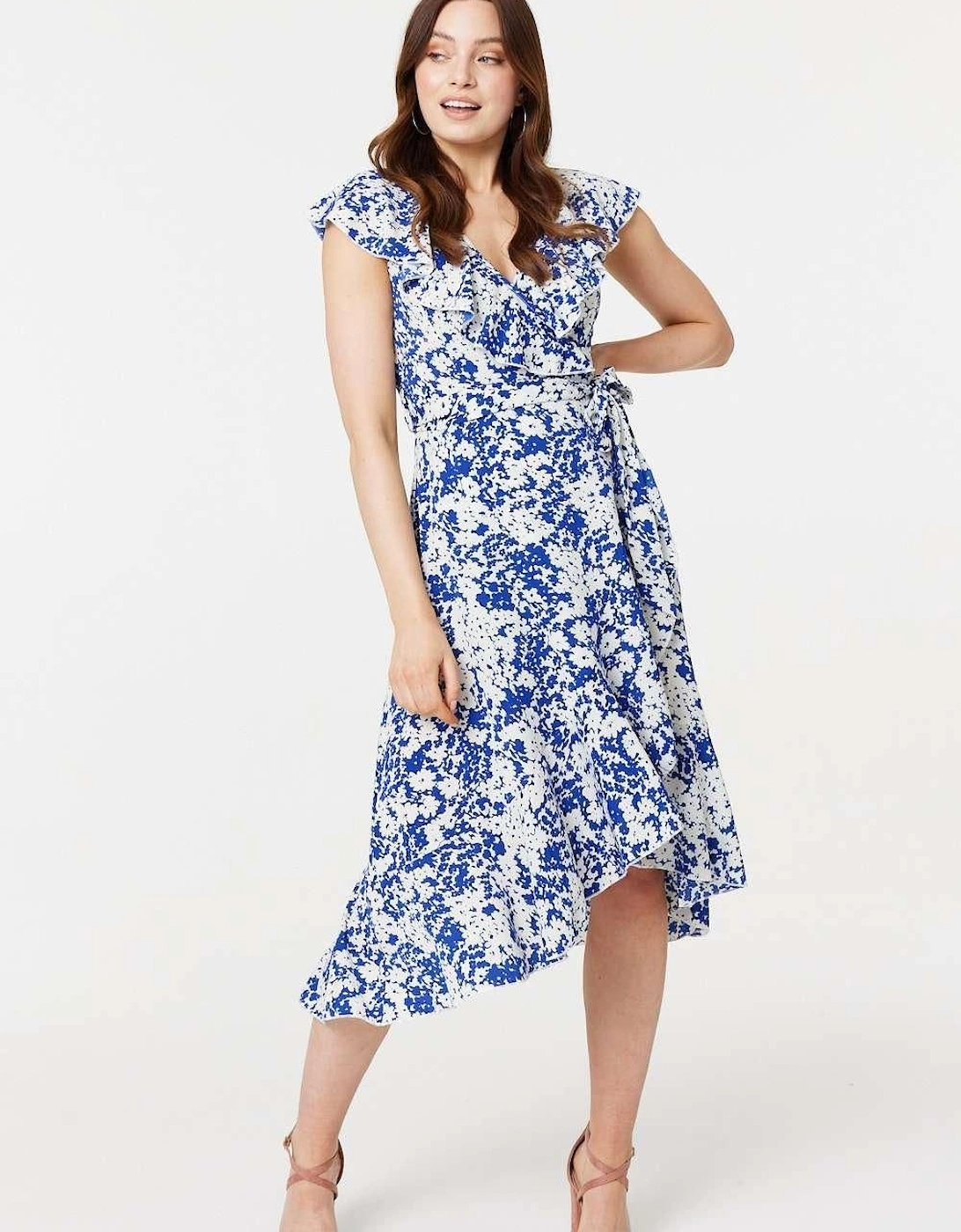 Printed Tie Waist Midi Wrap Dress, 2 of 1