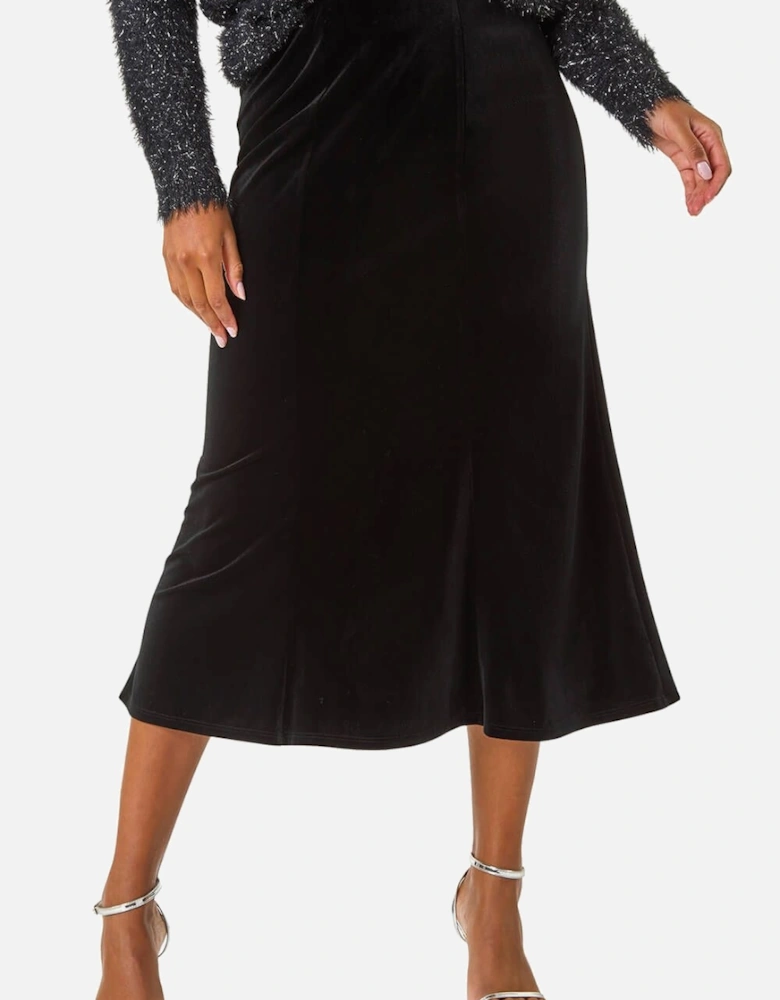 Velvet Elastic Waist Tulip A-line Skirt
