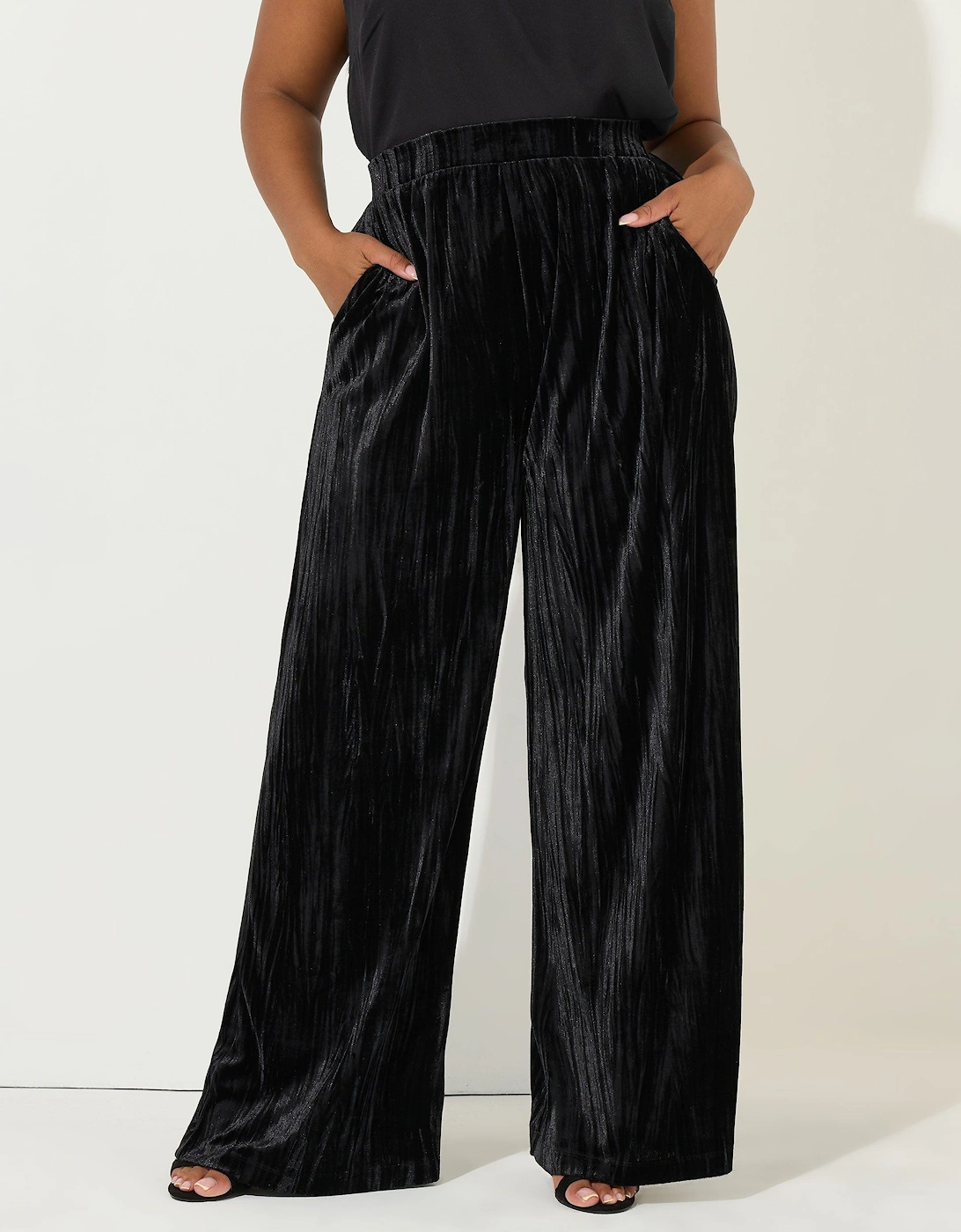 Crushed Velour Wide Leg Trousers, 2 of 1