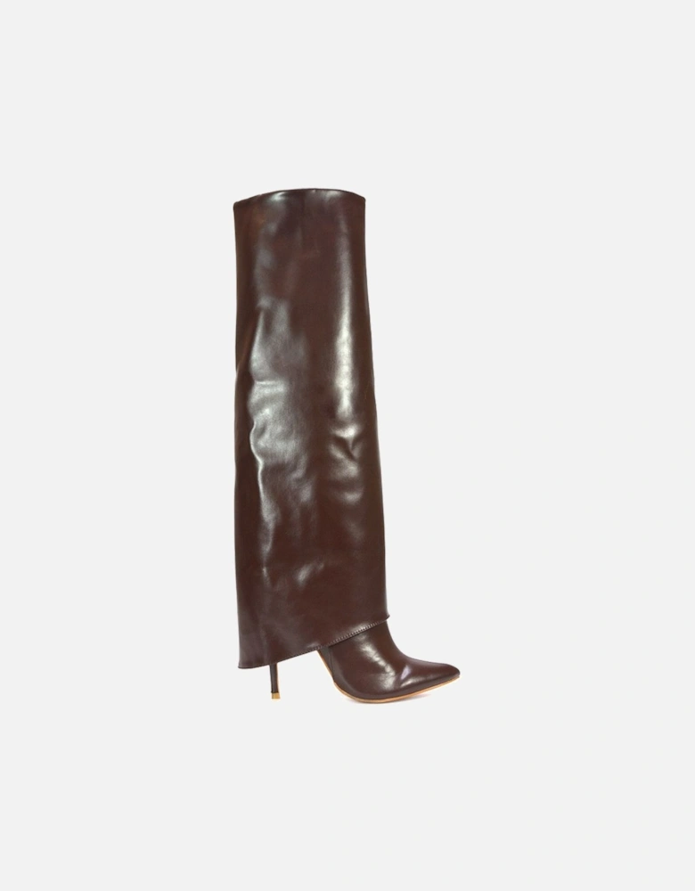 'Shauna' Knee High Fold Over Boots With Stiletto High Heel