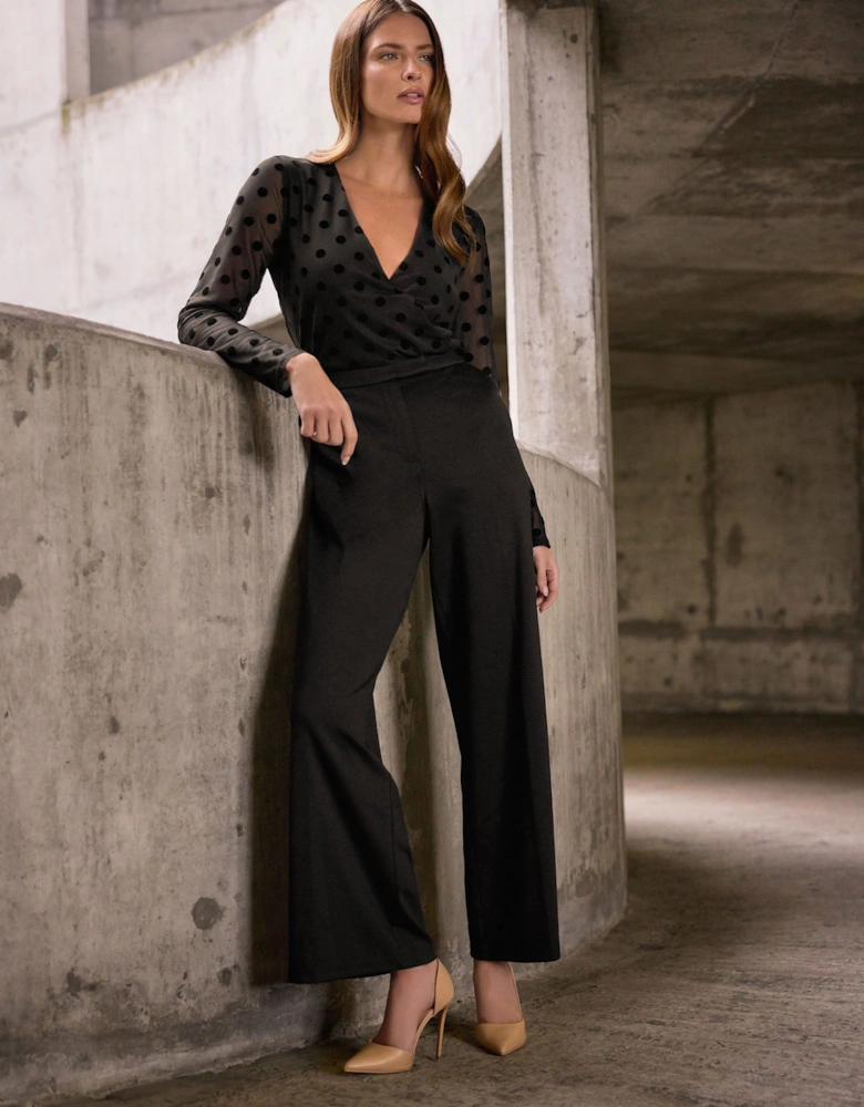 Polka Dot Velvet Wrap Top