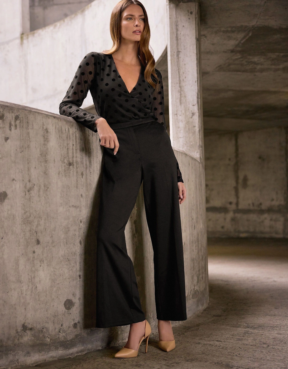 Polka Dot Velvet Wrap Top, 2 of 1