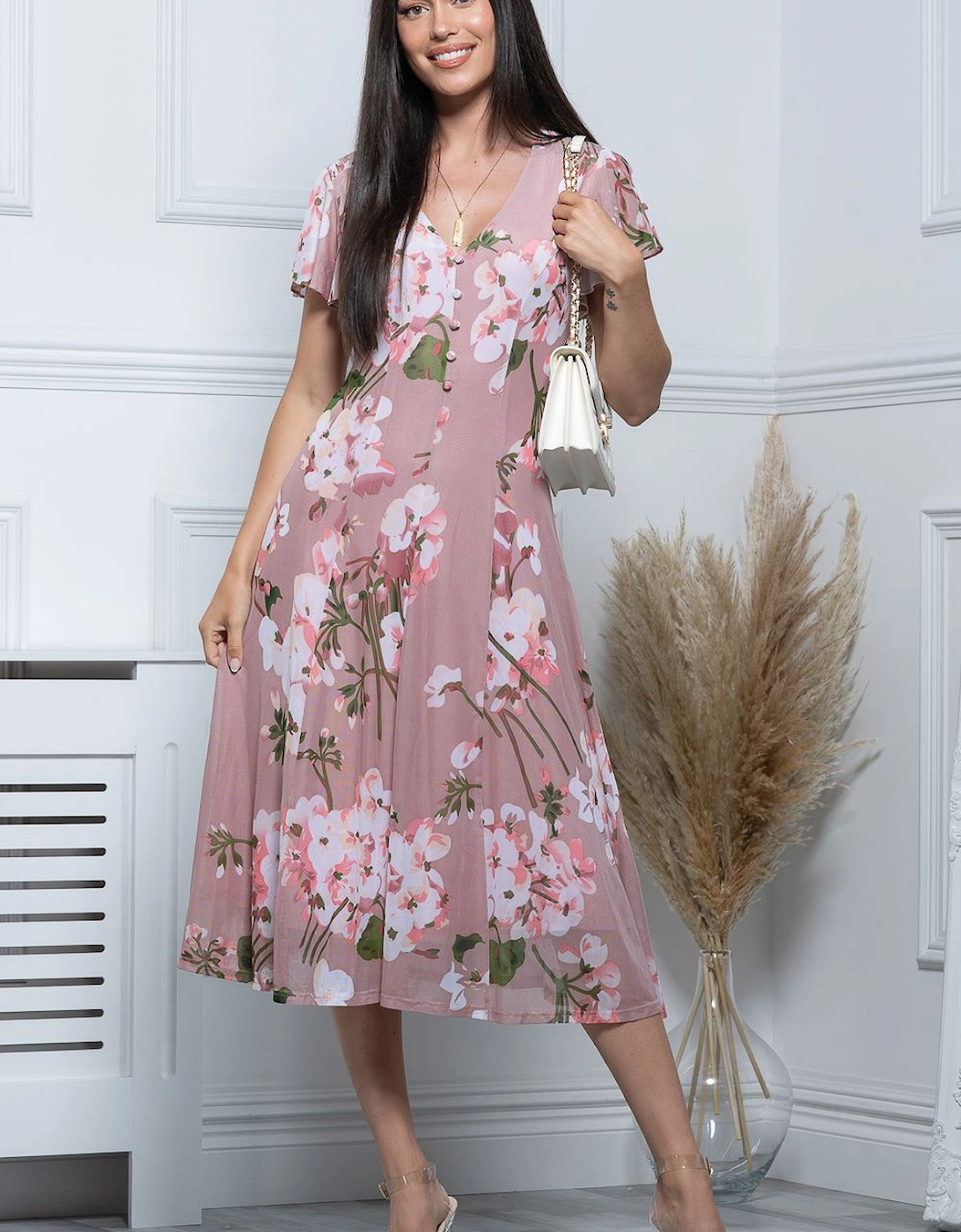 Amia Printed Mesh Dress, 2 of 1