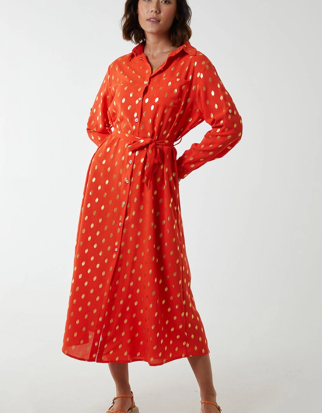 Foil Print Midi Shirt Dress, 2 of 1