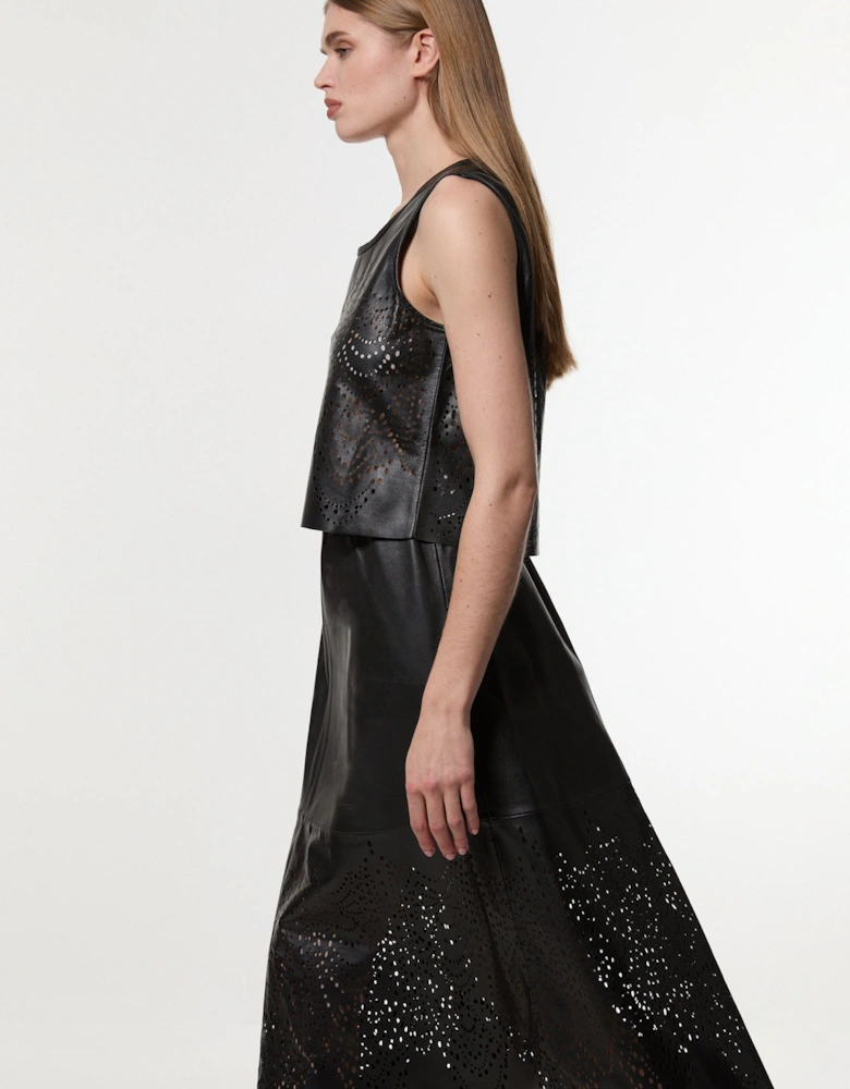 Amelia Graham Leather Cutwork Full Skirt
